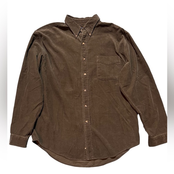 GH Bass 100% cotton ripped dark green button down size large like new condition - Picture 1 of 3